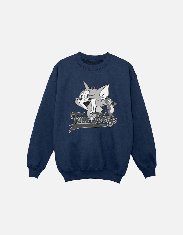 Tom And Jerry Girls Greyscale Square Sweatshirt
