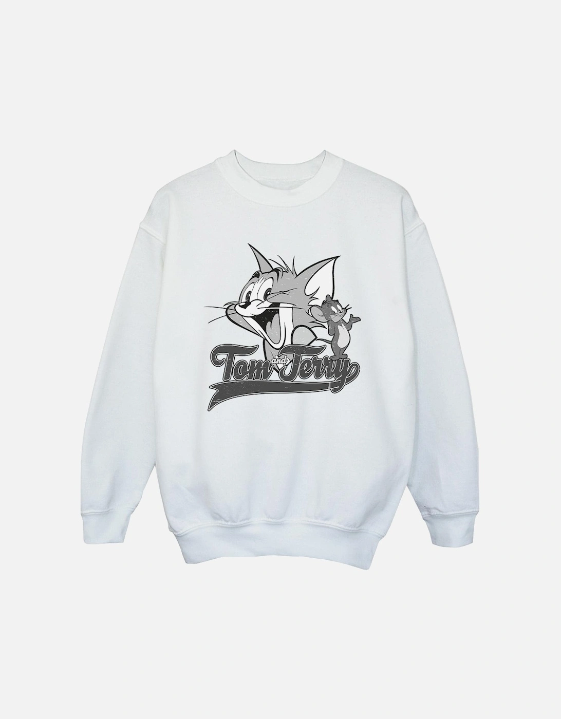 Tom And Jerry Girls Greyscale Square Sweatshirt, 4 of 3