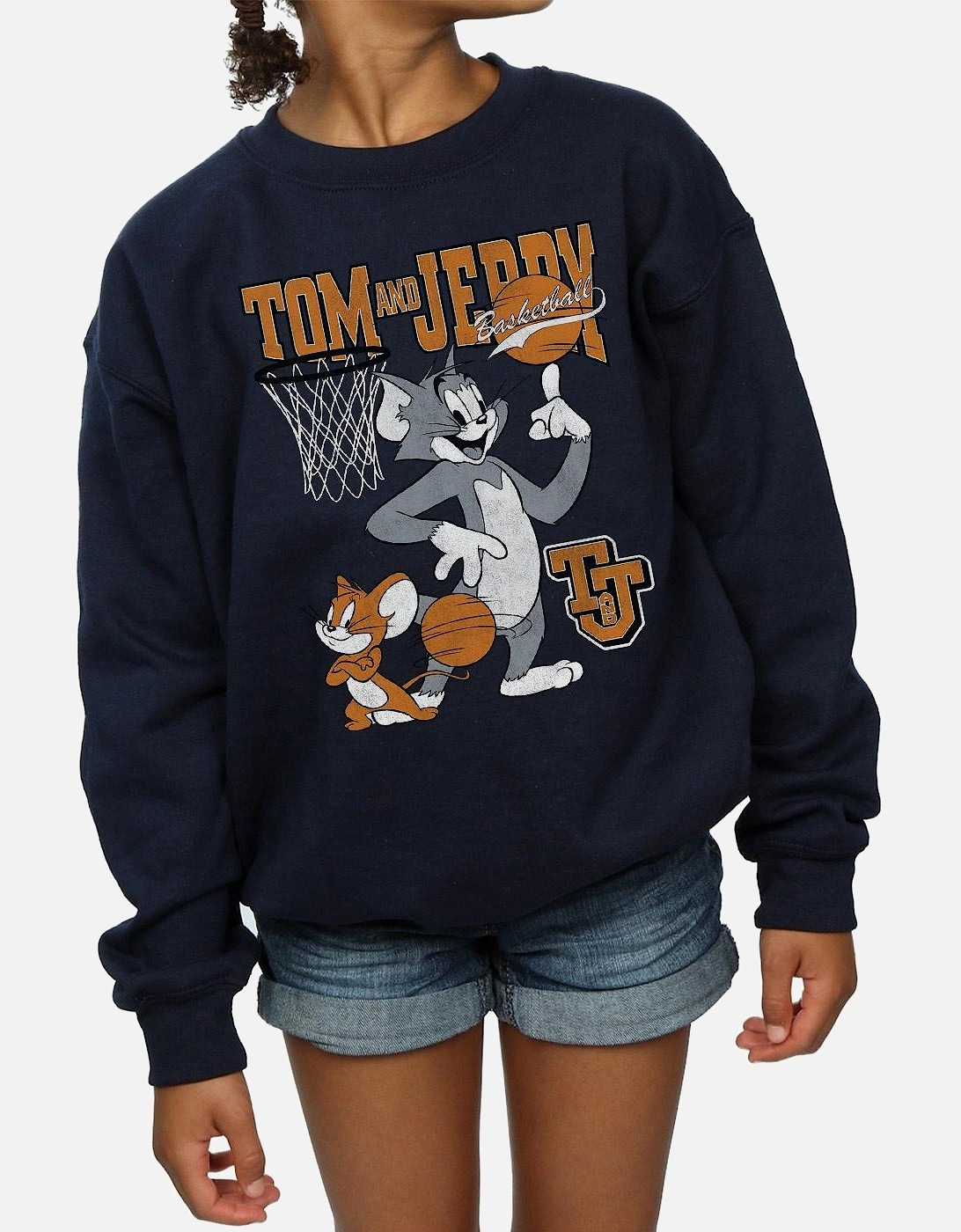 Tom And Jerry Girls Spinning Basketball Sweatshirt