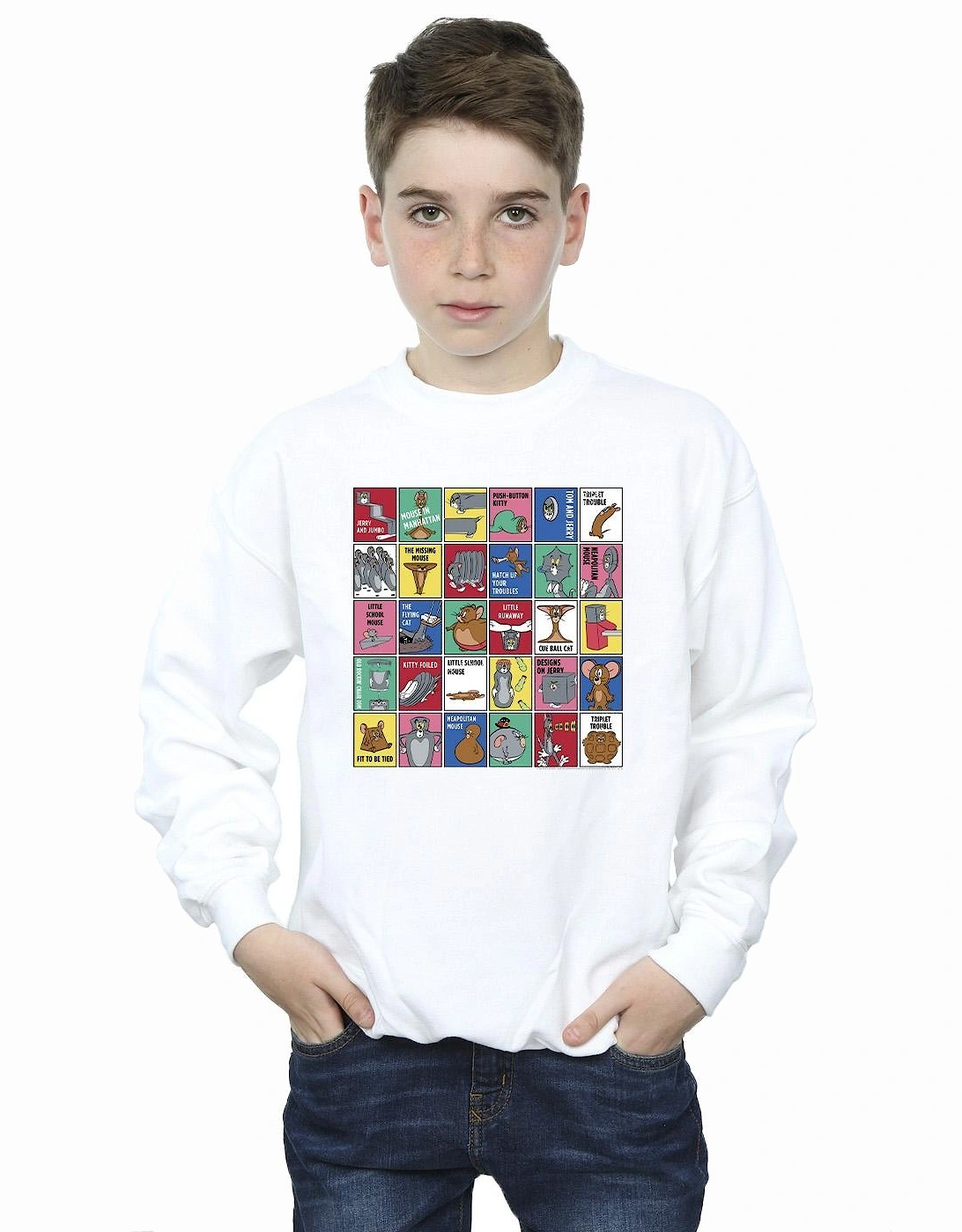 Tom And Jerry Boys Grid Squares Sweatshirt