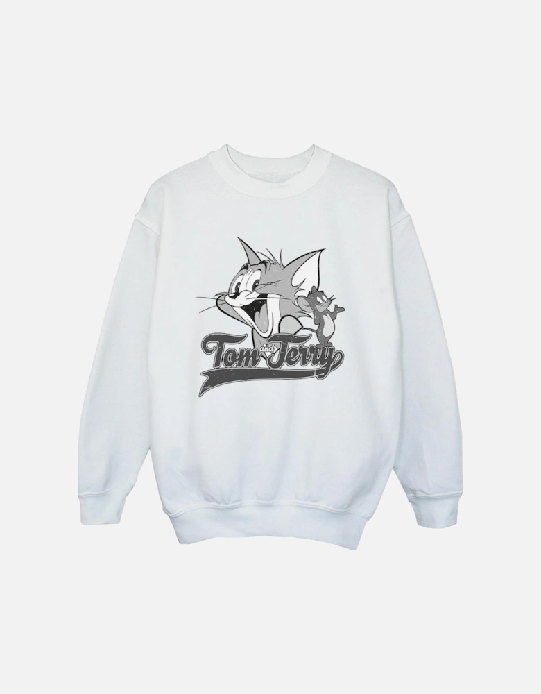 Tom And Jerry Boys Greyscale Square Sweatshirt