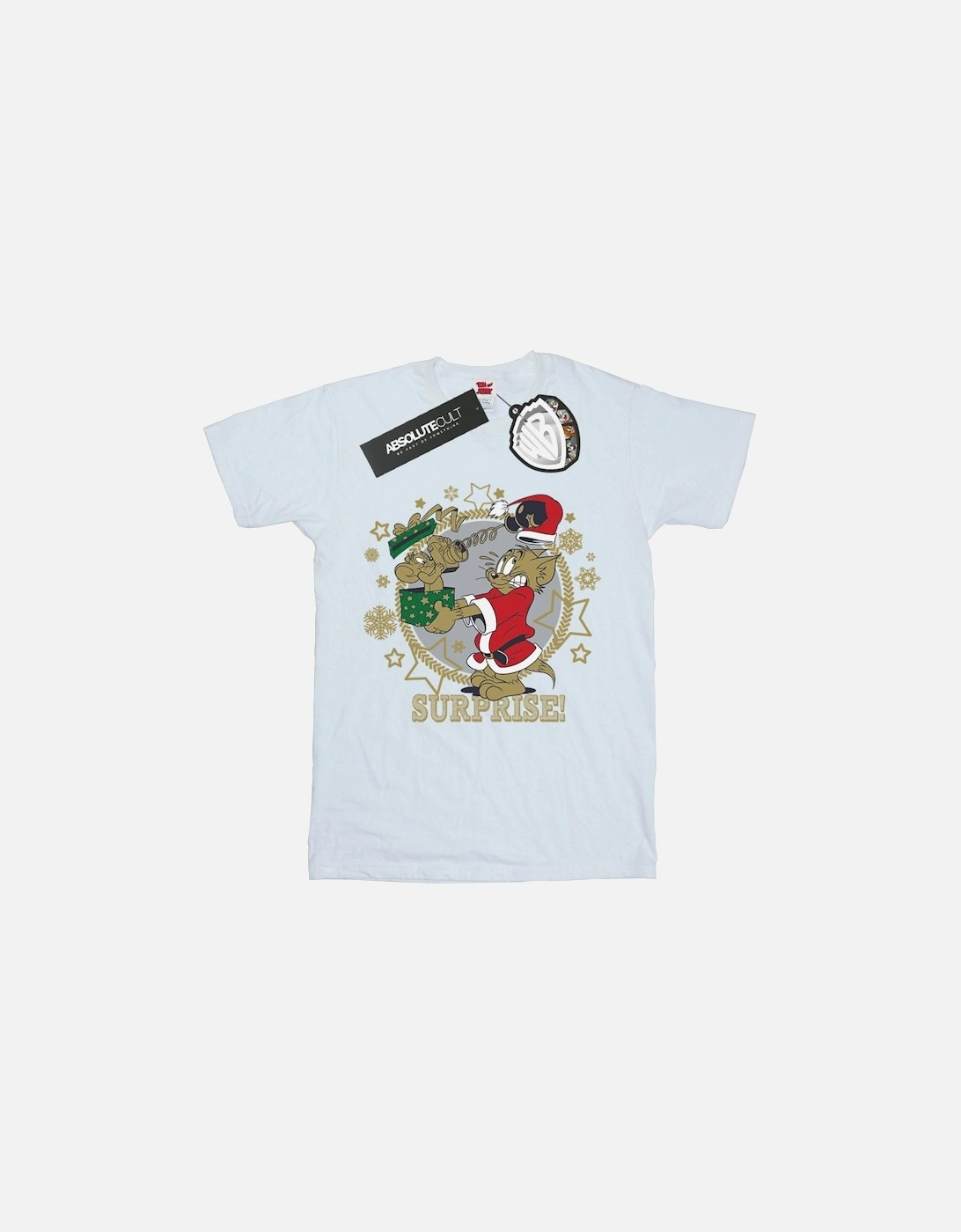 Tom And Jerry Girls Christmas Surprise Cotton T-Shirt, 6 of 5