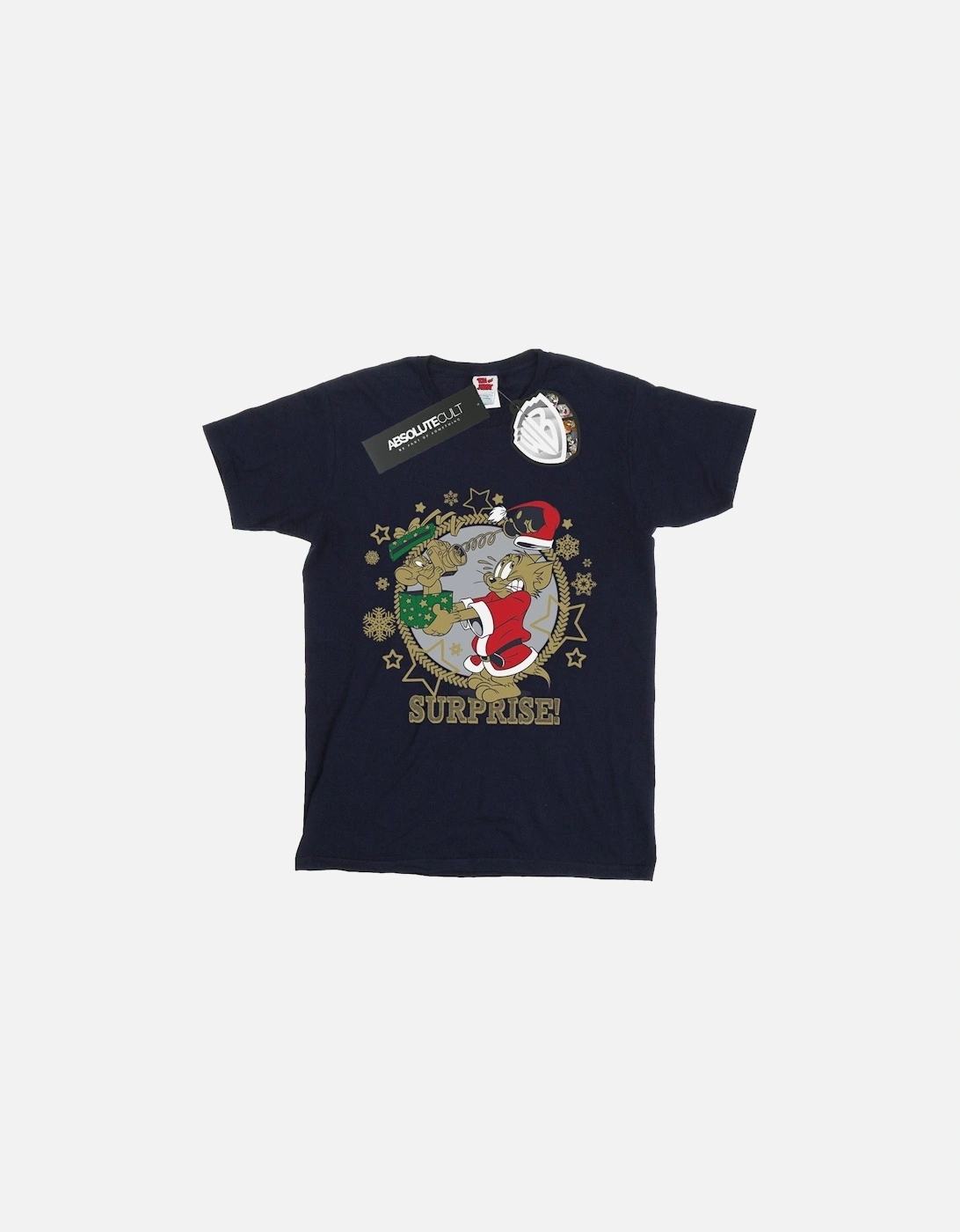 Tom And Jerry Girls Christmas Surprise Cotton T-Shirt, 6 of 5