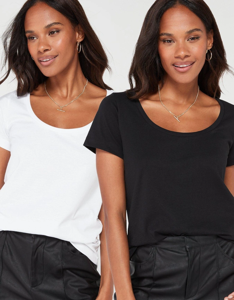 2 Pack Essential Scoop Neck T-shirt - Multi