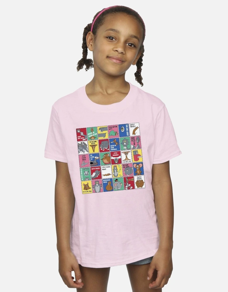 Tom And Jerry Girls Grid Squares Cotton T-Shirt