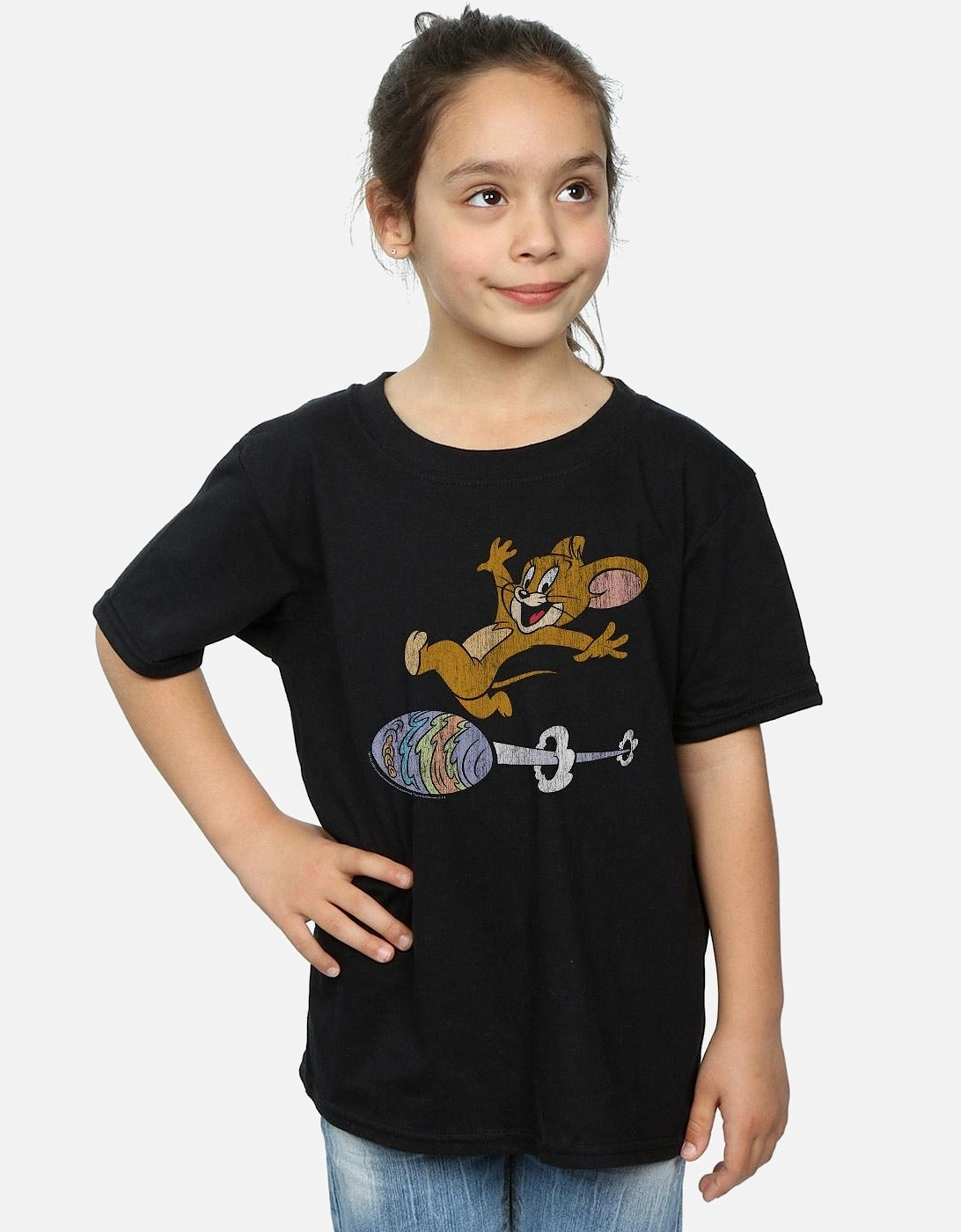 Tom And Jerry Girls Egg Run Cotton T-Shirt, 4 of 3