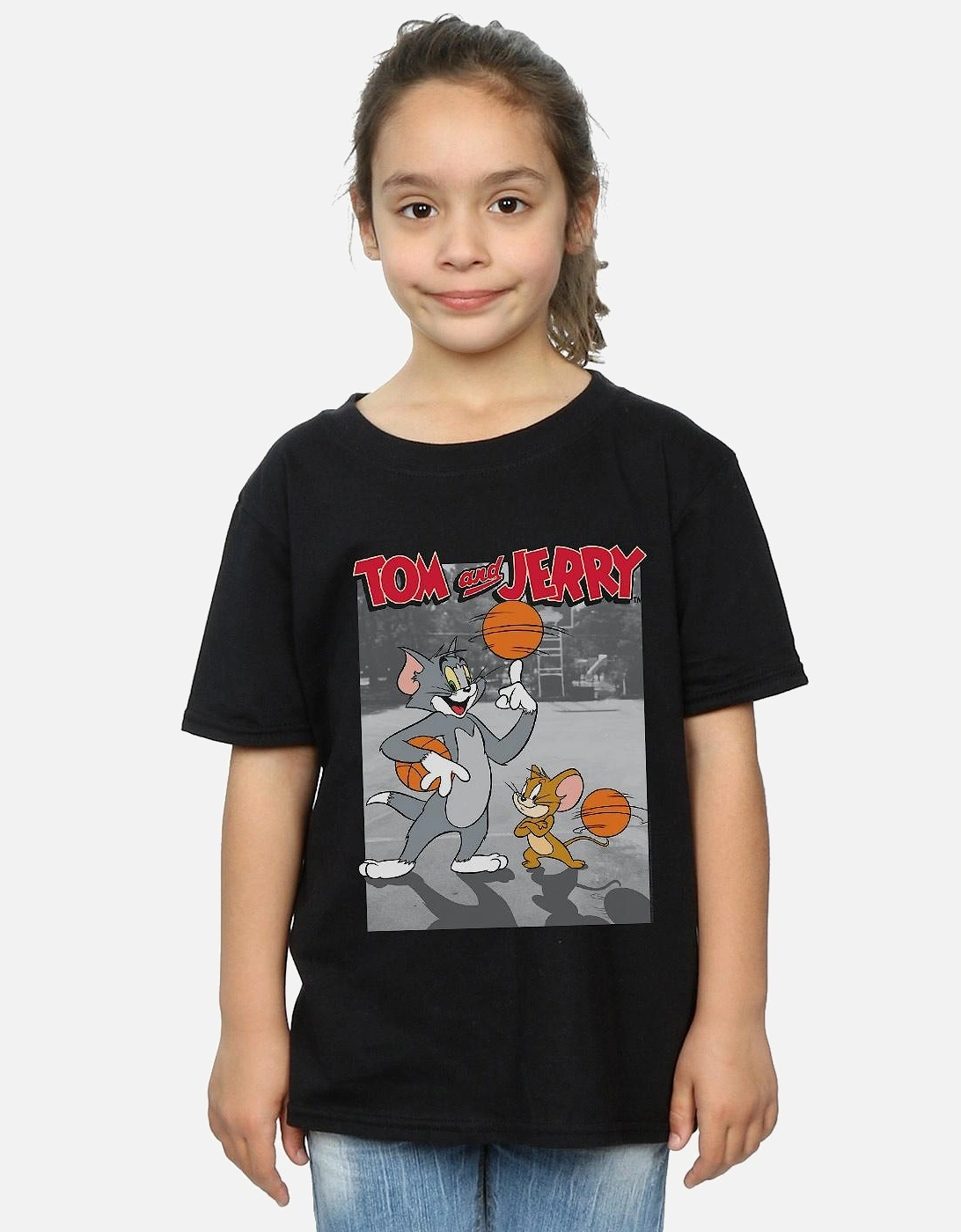 Tom And Jerry Girls Basketball Buddies Cotton T-Shirt
