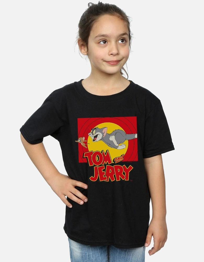 Tom And Jerry Girls Chase Scene Cotton T-Shirt