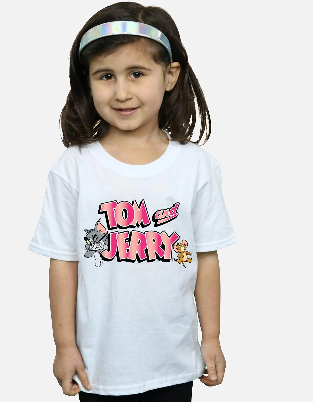 Tom And Jerry Girls Gradient Logo Cotton T-Shirt