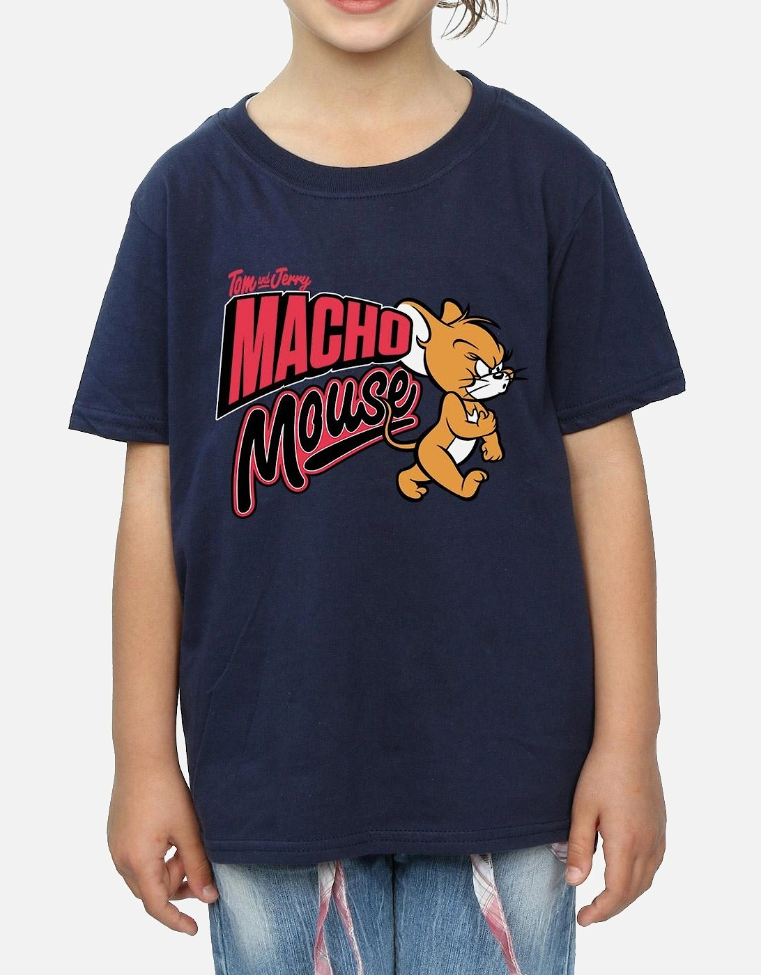 Tom And Jerry Girls Macho Mouse Cotton T-Shirt