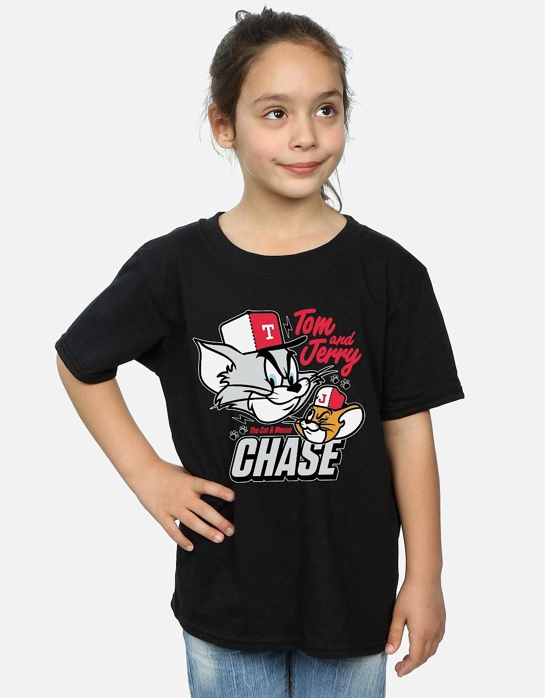 Tom And Jerry Girls Cat & Mouse Chase Cotton T-Shirt, 6 of 5