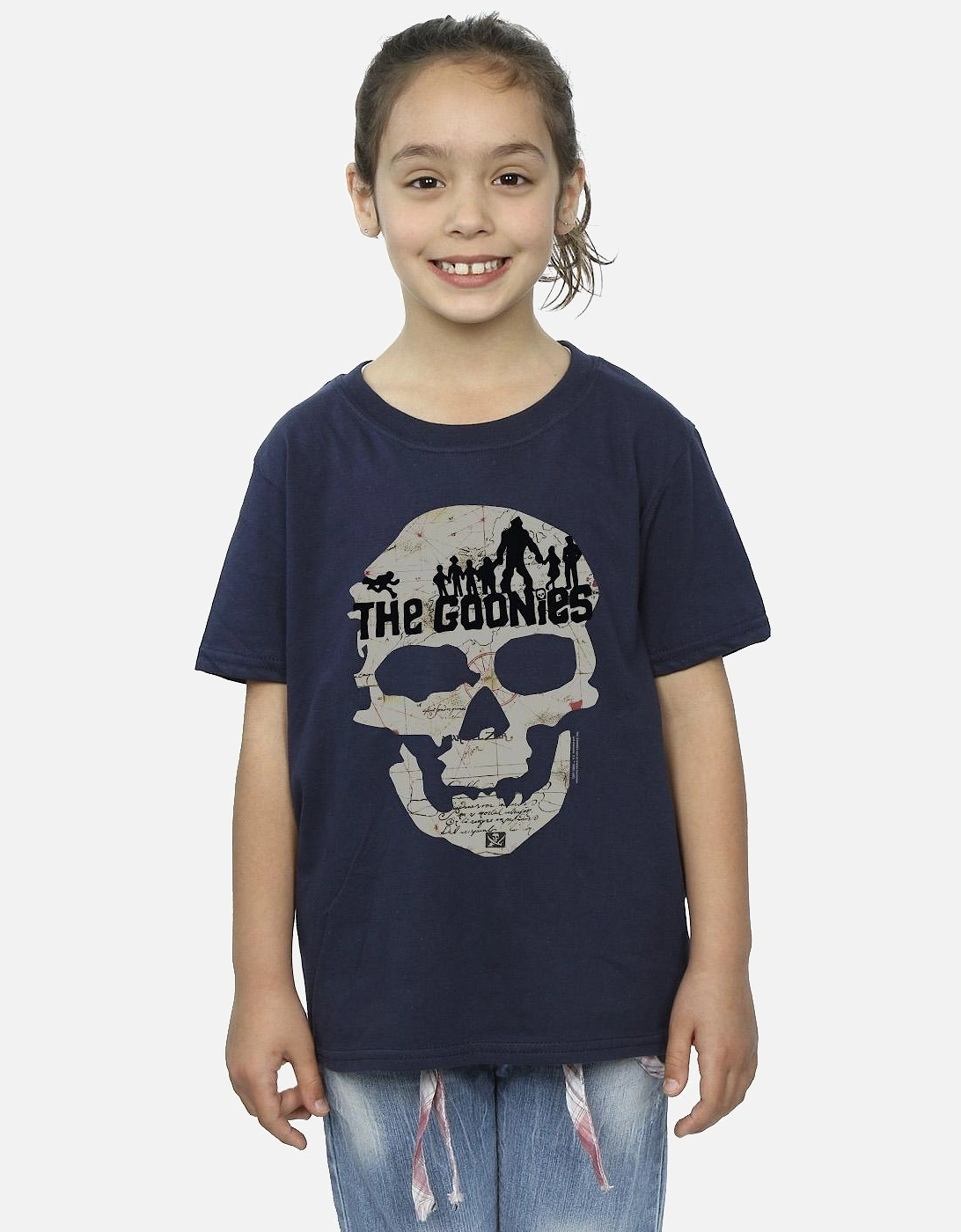Girls Map Skull Cotton T-Shirt