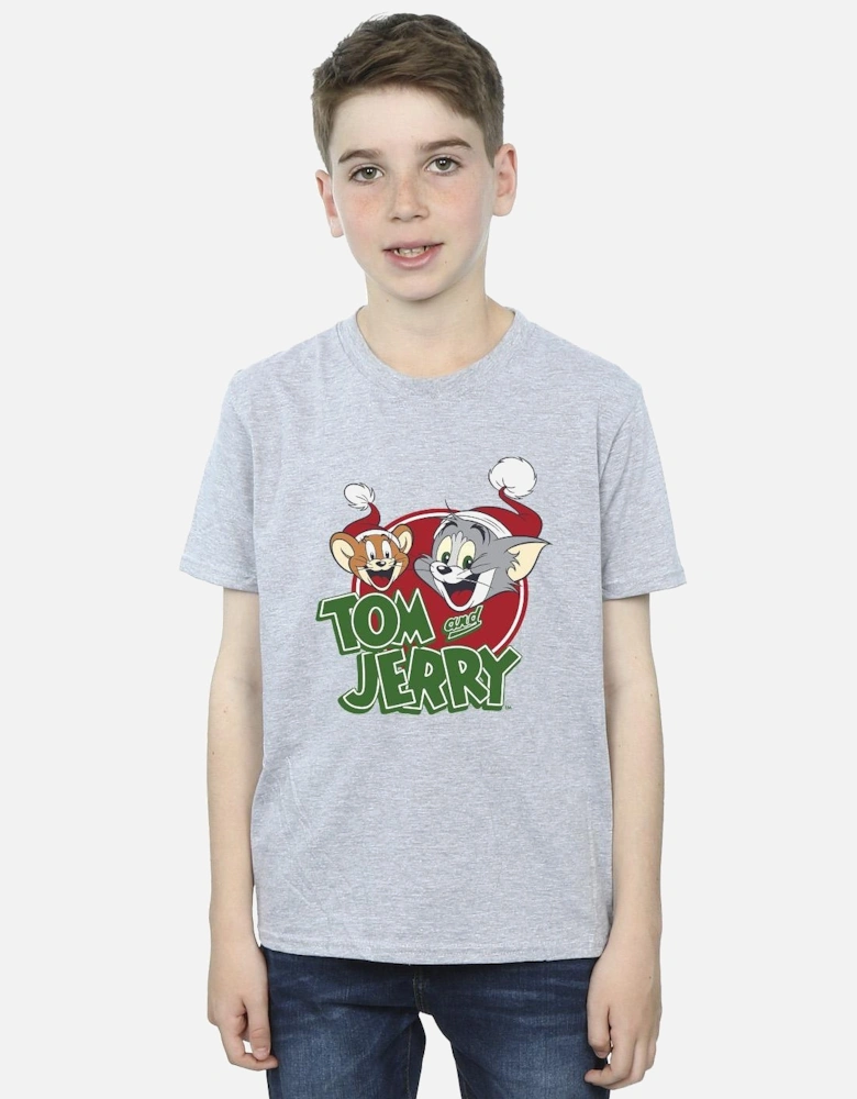 Tom And Jerry Boys Christmas Hat Logo T-Shirt