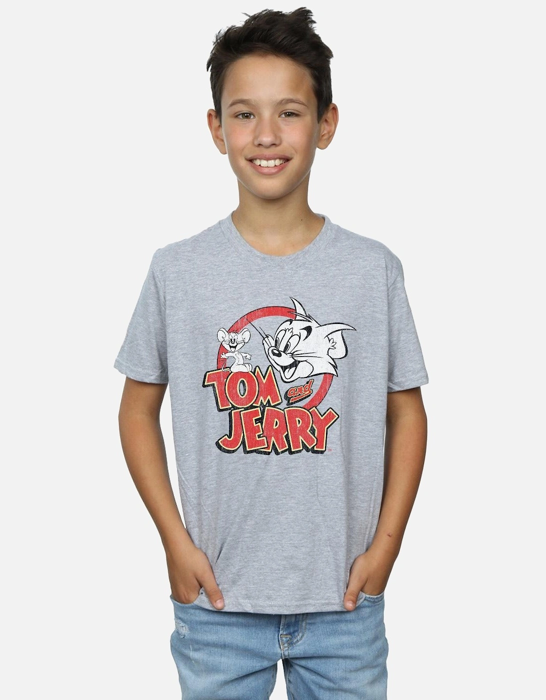 Tom And Jerry Boys Distressed Logo T-Shirt