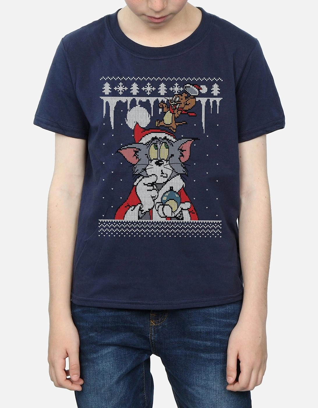 Tom And Jerry Boys Christmas Fair Isle T-Shirt