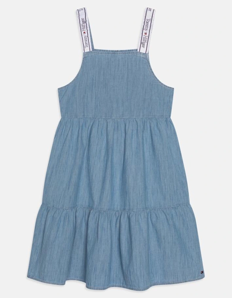 Girls Soft Denim Pinafore Dress