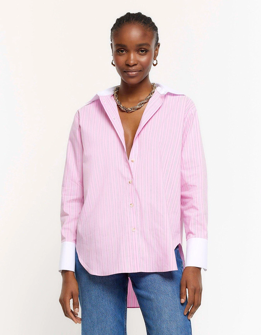 Striped Oversized Shirt - Light Pink, 3 of 2