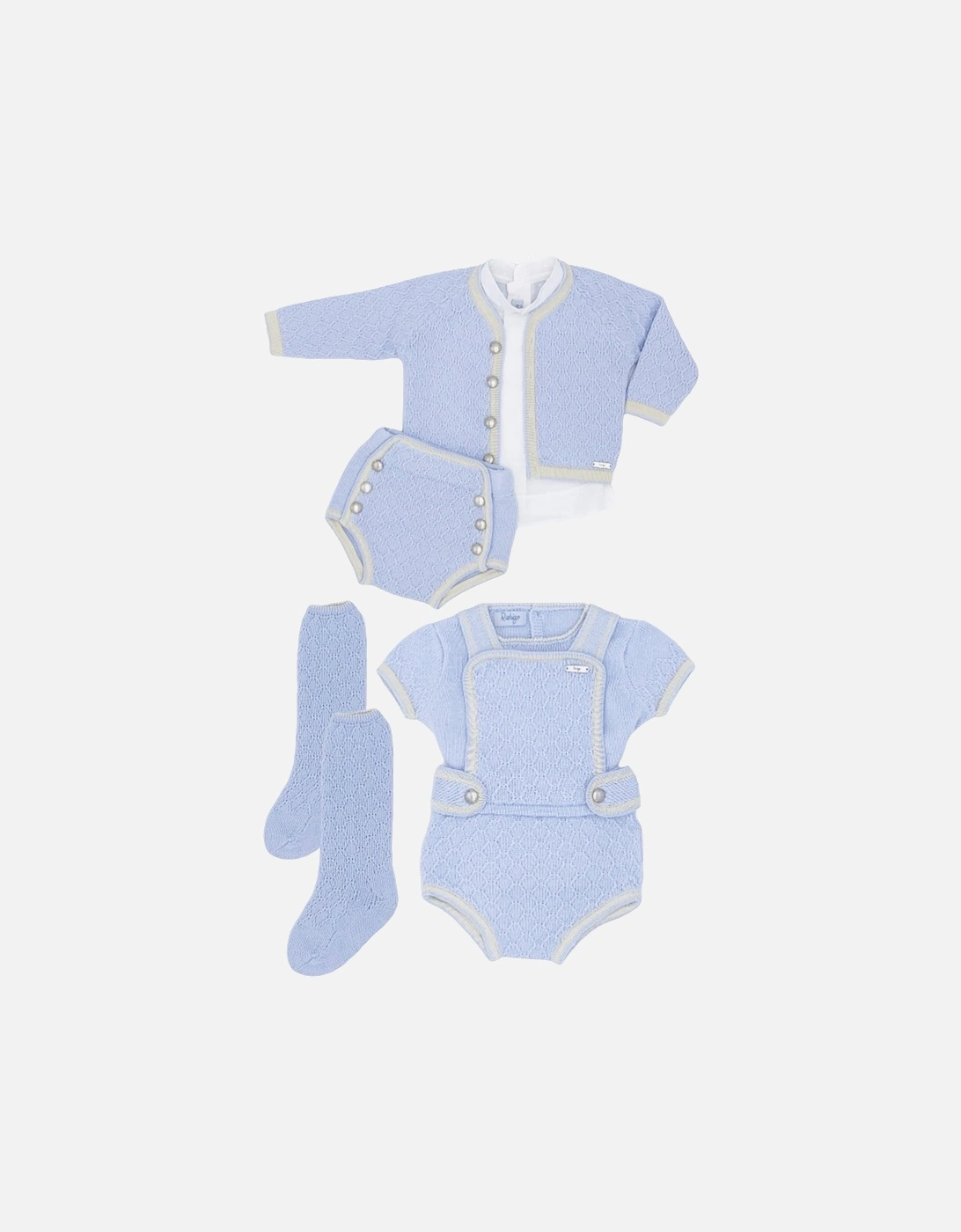 Blue Cream Knit Jam Pant Set