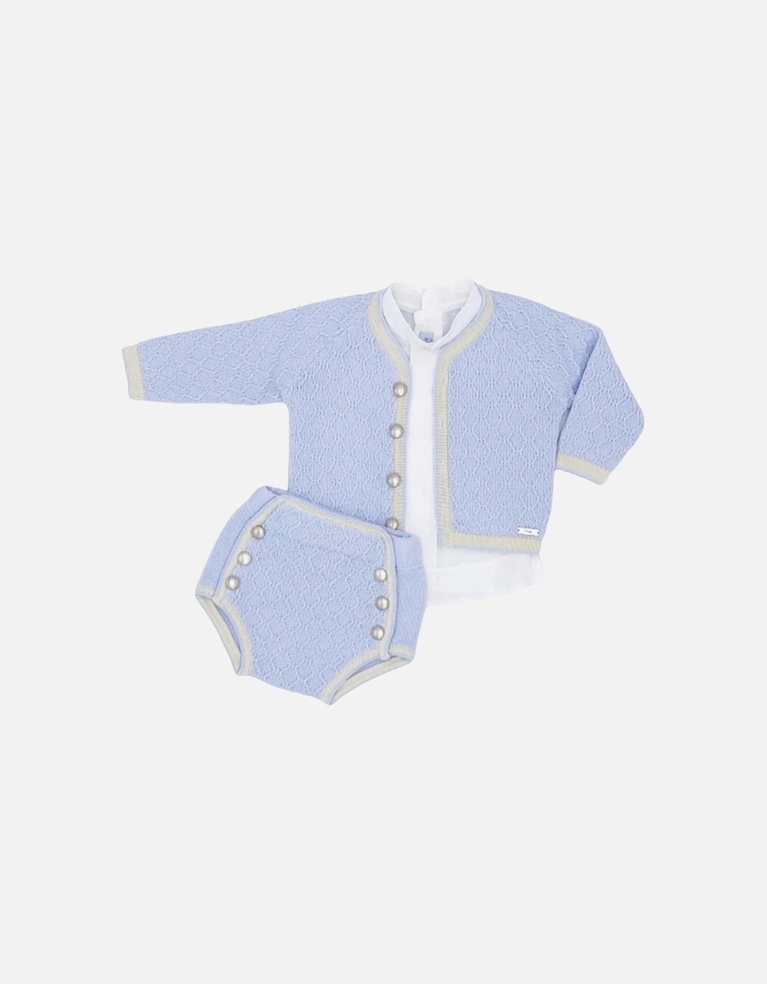 Blue Cream Knit Jam Pant Set