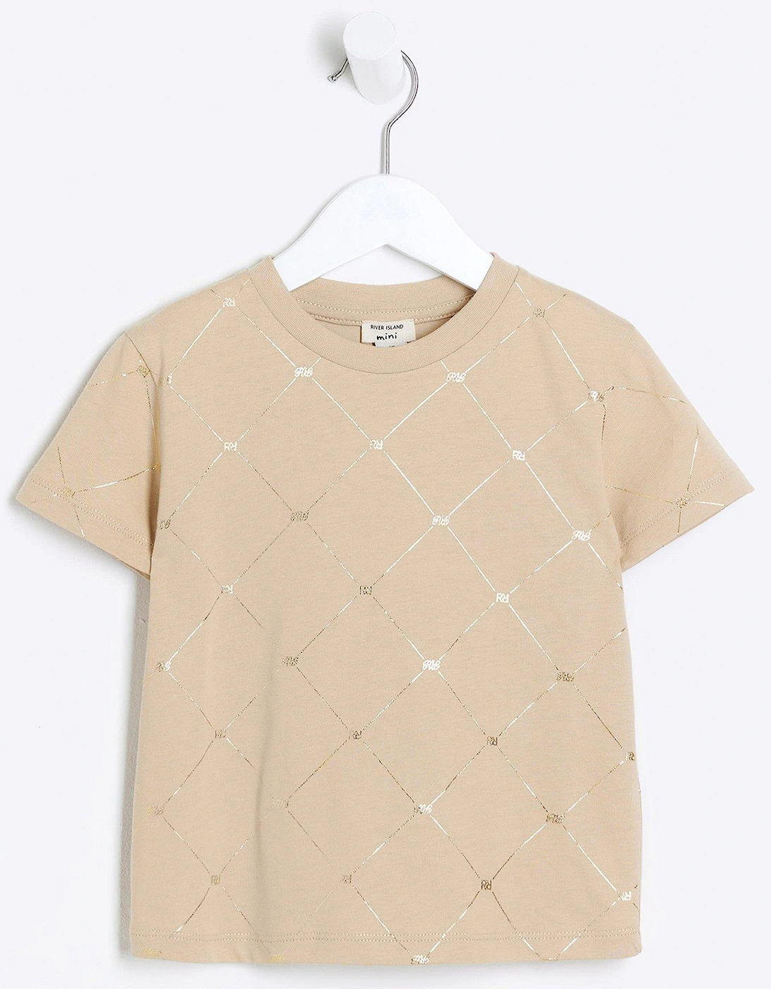 Mini Boys Foil Monogram T-Shirt - Beige, 5 of 4