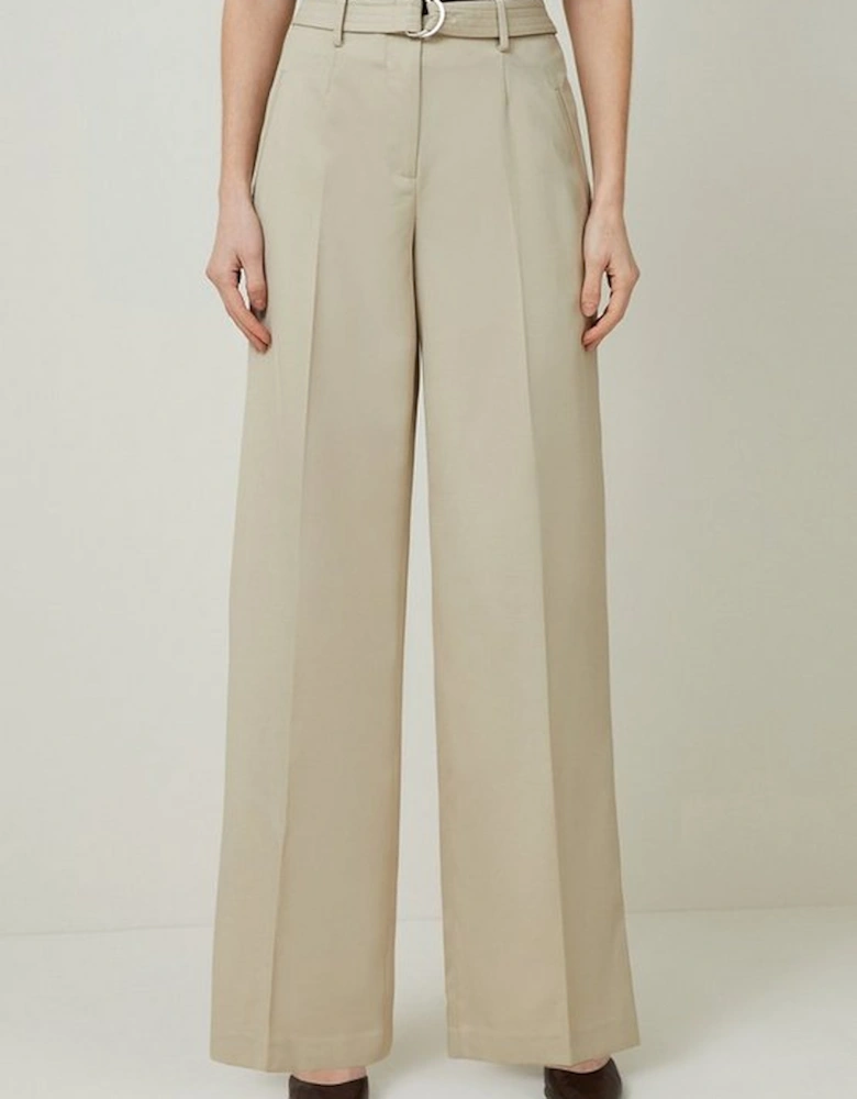 Tailored Wool Blend Straight Leg Trousers