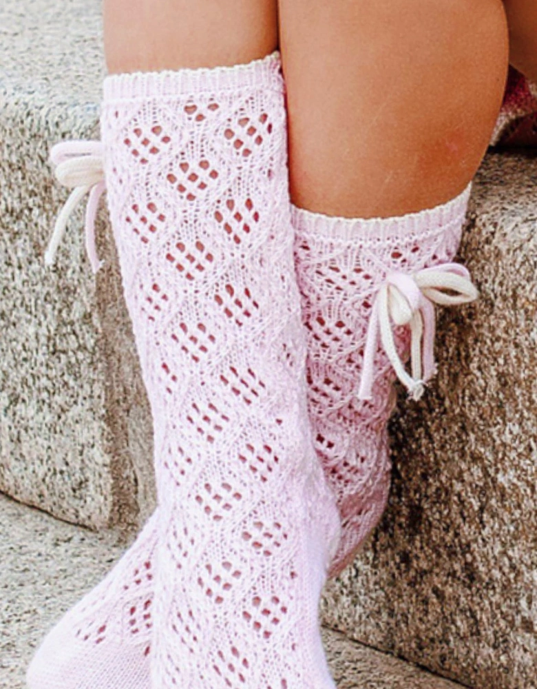 Pink Knit Knee Socks