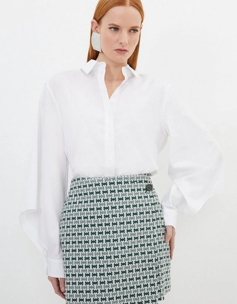 Geo Jacquard Button Detail Mini Skirt