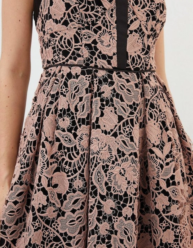 Petite Lace Prom Woven Midi Dress