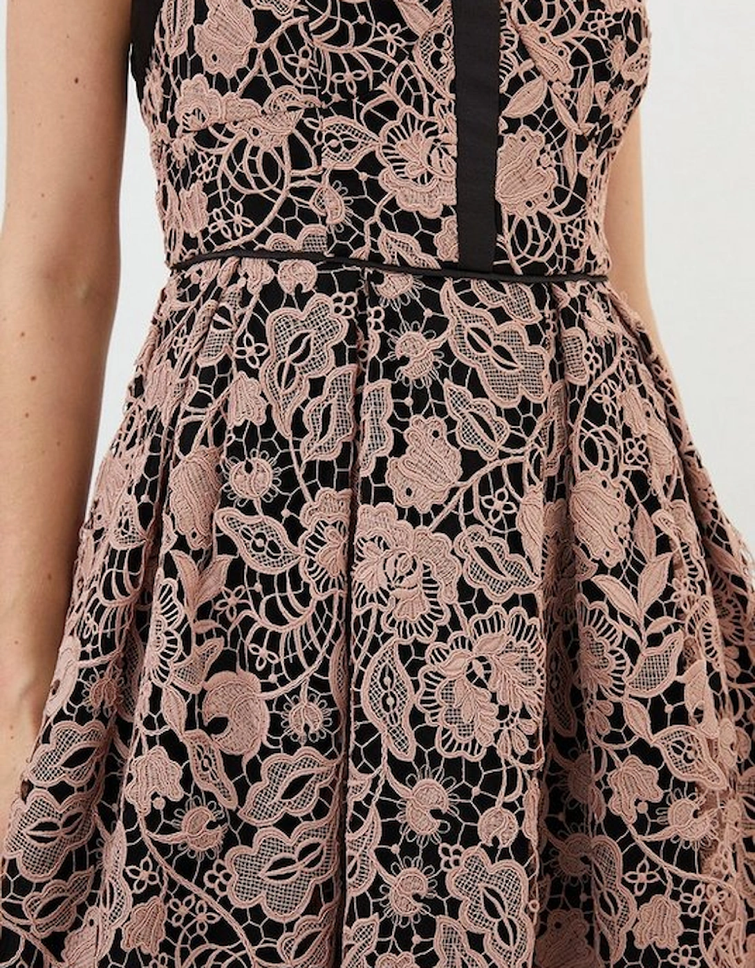 Petite Lace Prom Woven Midi Dress