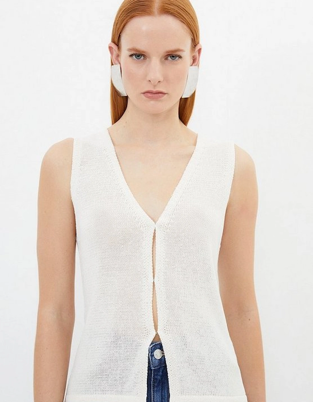 Corded Cotton Blend Knit Waistcoat, 4 of 3