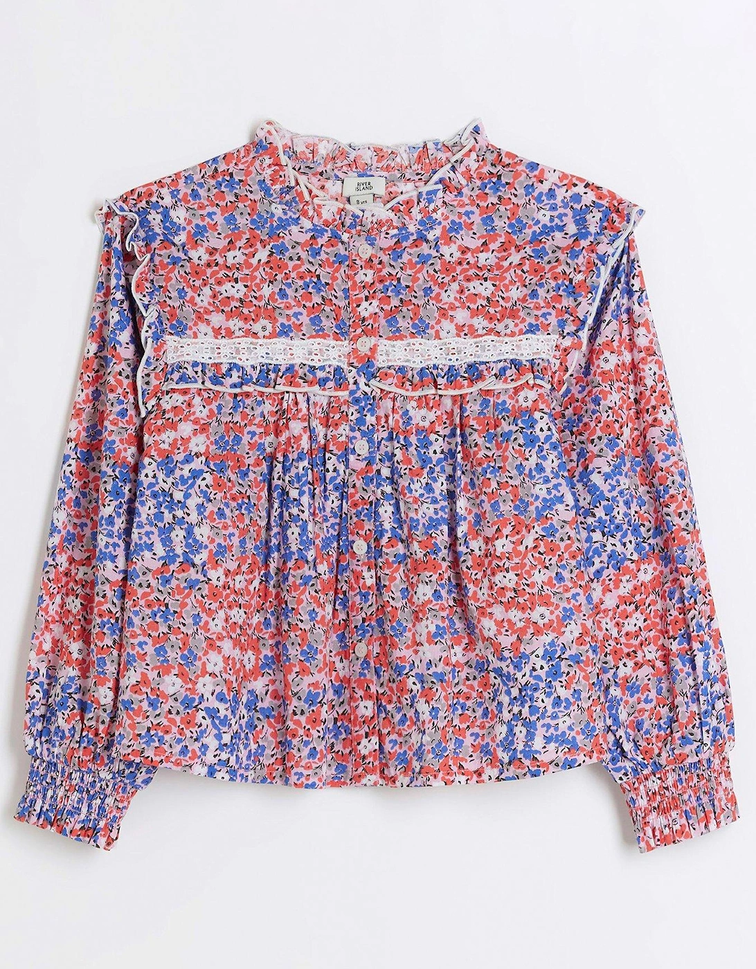 Girls Floral Lace Blouse - Multi, 6 of 5