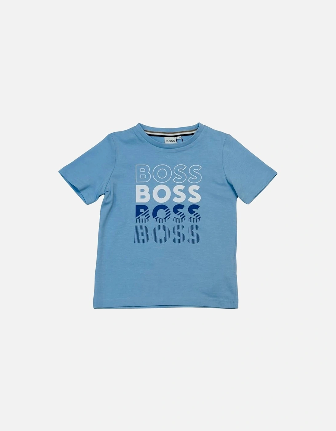 Boys Pale Blue Repeat Logo T Shirt, 2 of 1
