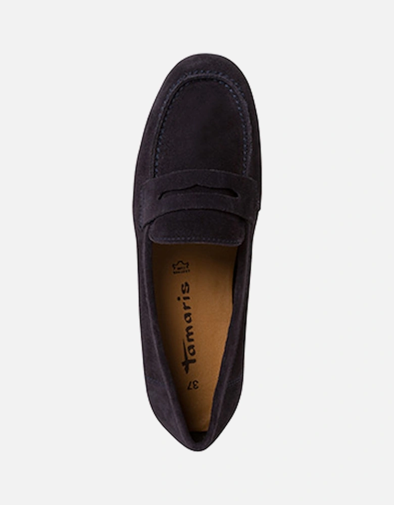 Women's Leather Slip On Shoe Navy