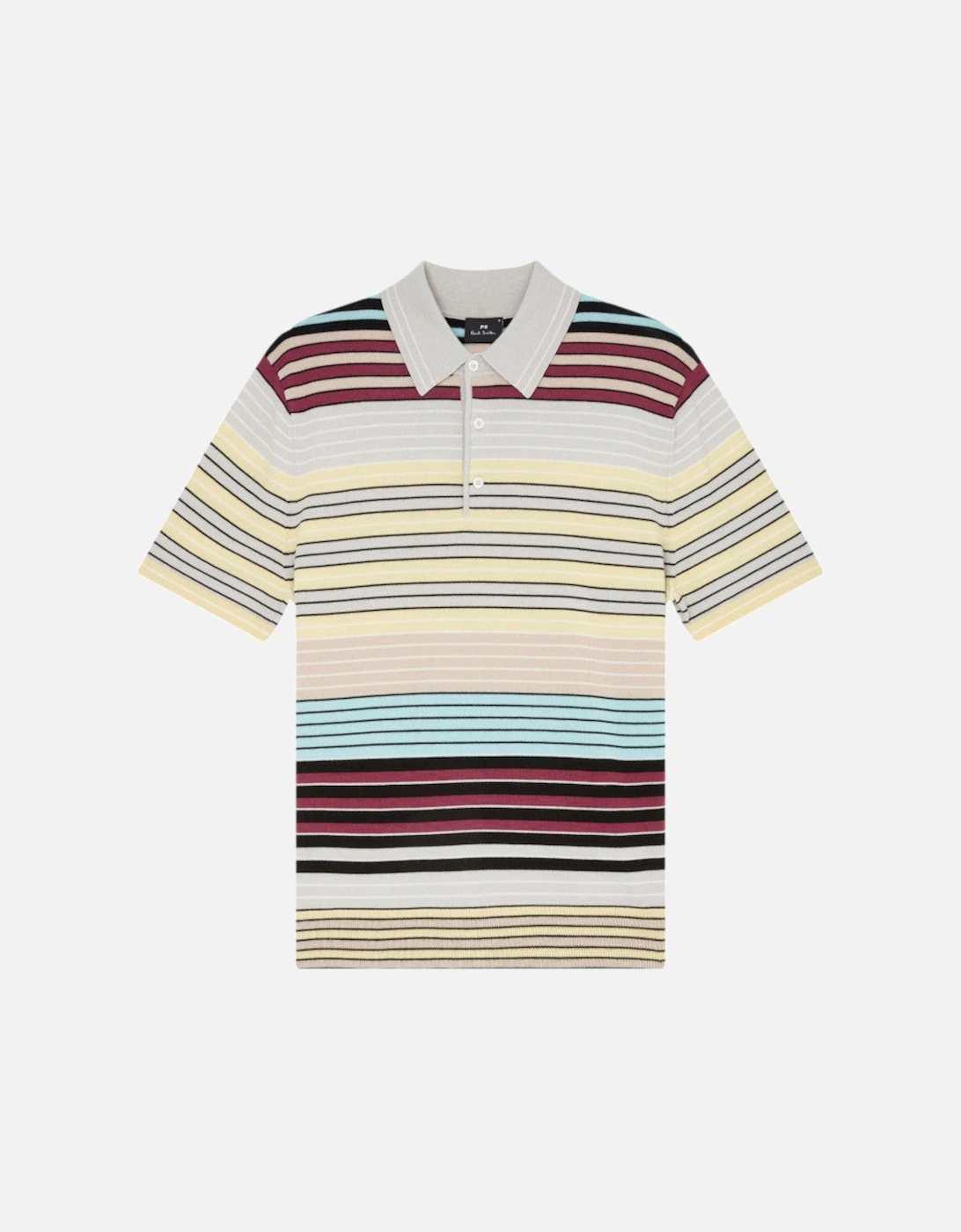 PS SS Striped Knitted Polo 70 GREY, 2 of 1