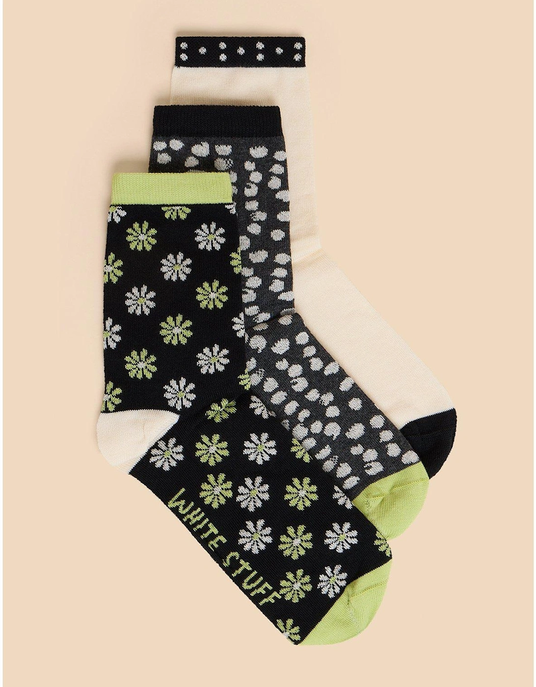 3 Pack Daisy Ankle Sock - Black, 2 of 1