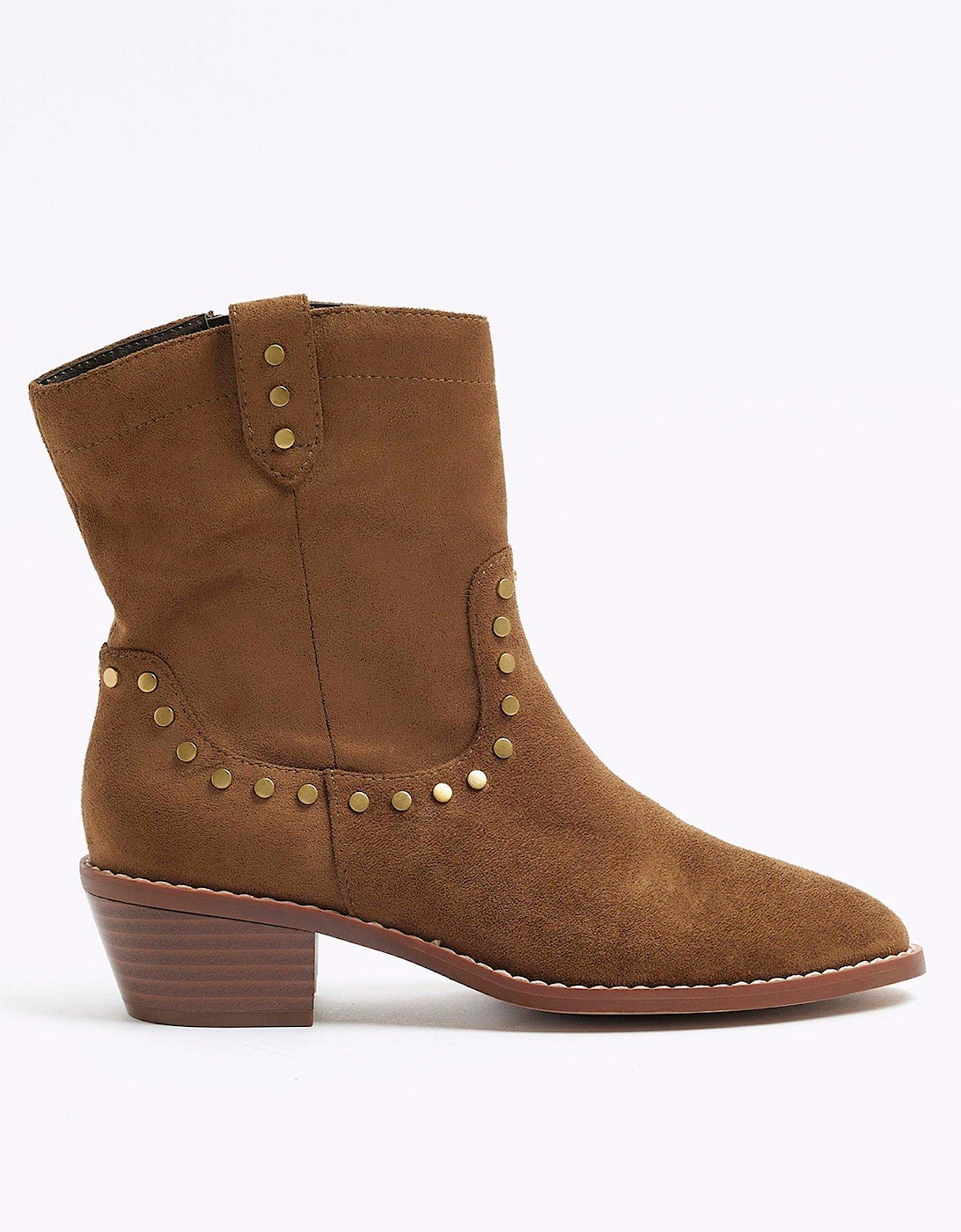 Studded Western Ankle Boot - Light Brown, 6 of 5