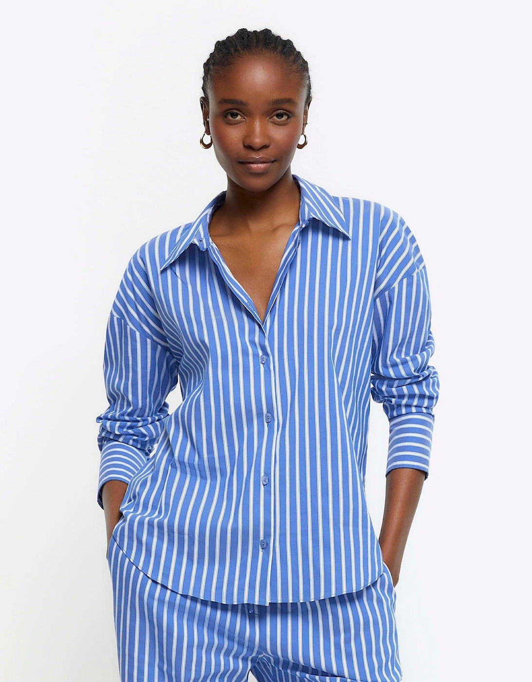 Wide Cuff Stripe Shirt - Blue, 3 of 2