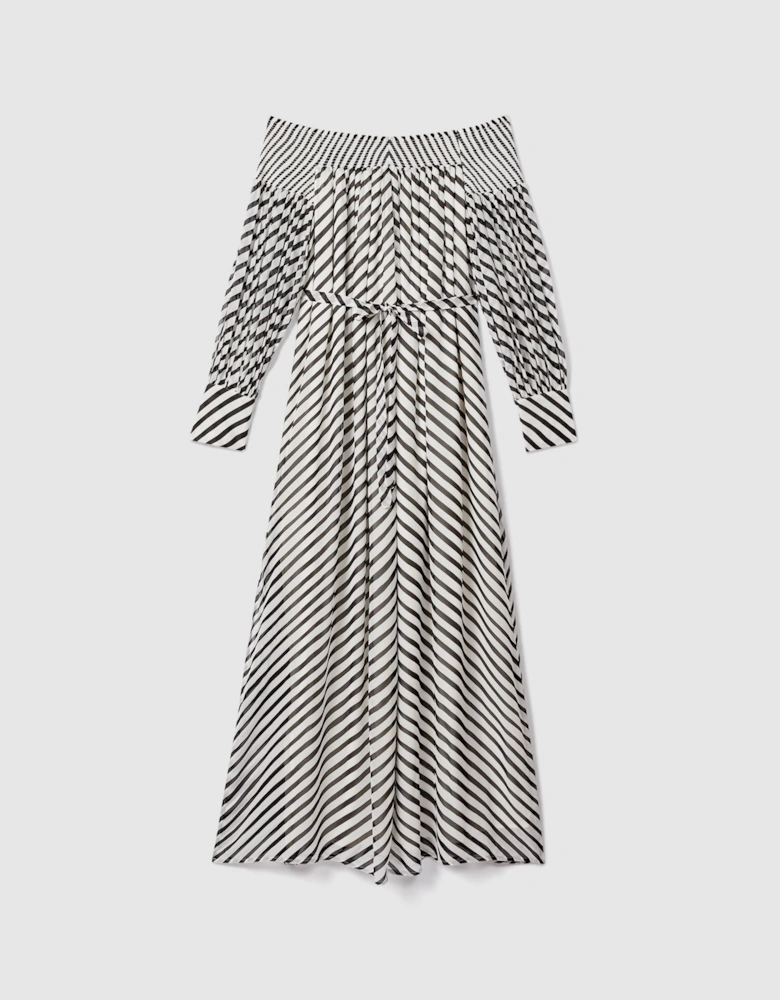 Striped Bardot Maxi Dress