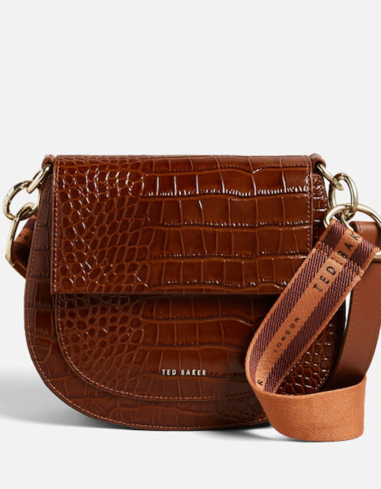 Darsila Croc-Embossed Satchel Bag