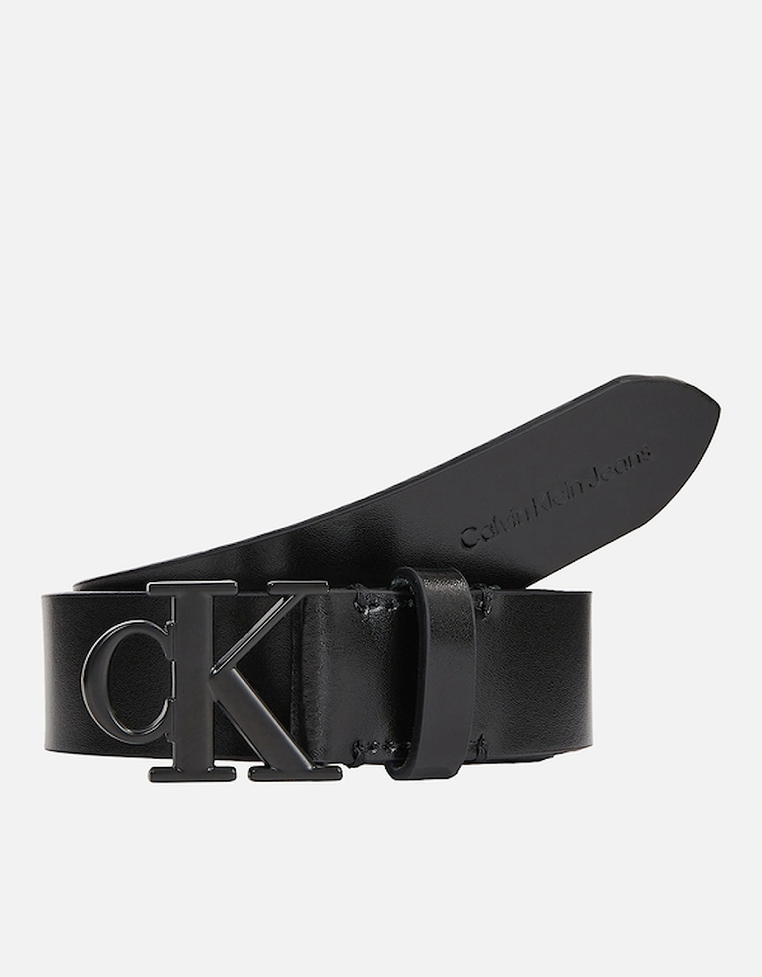 Jeans Round Mono Pebble-Grained Leather Belt, 2 of 1