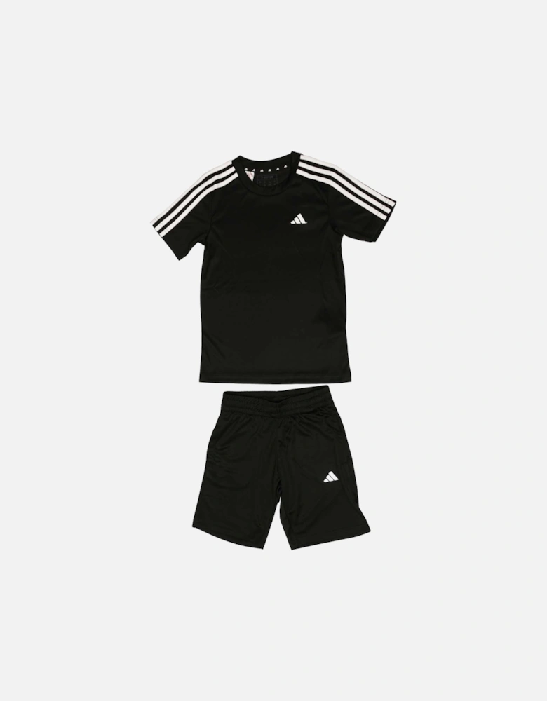 Juniors Jersey & Shorts 3 Stripes Essentials Set