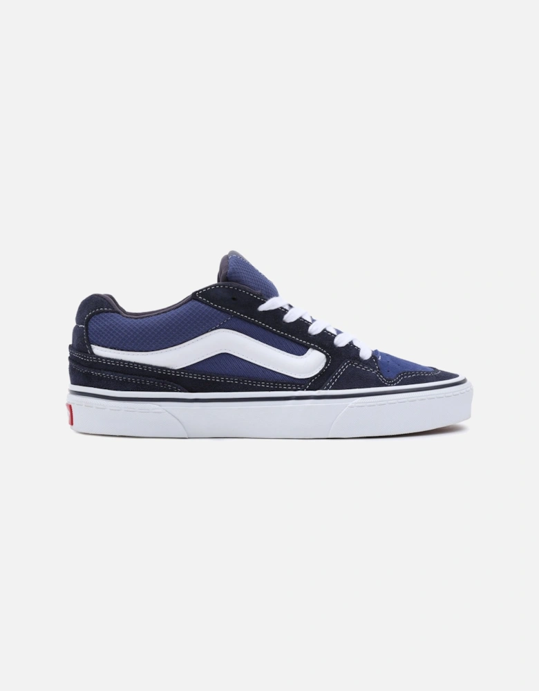 Mens Caldrone Leather Low Rise Retro Trainers - Navy