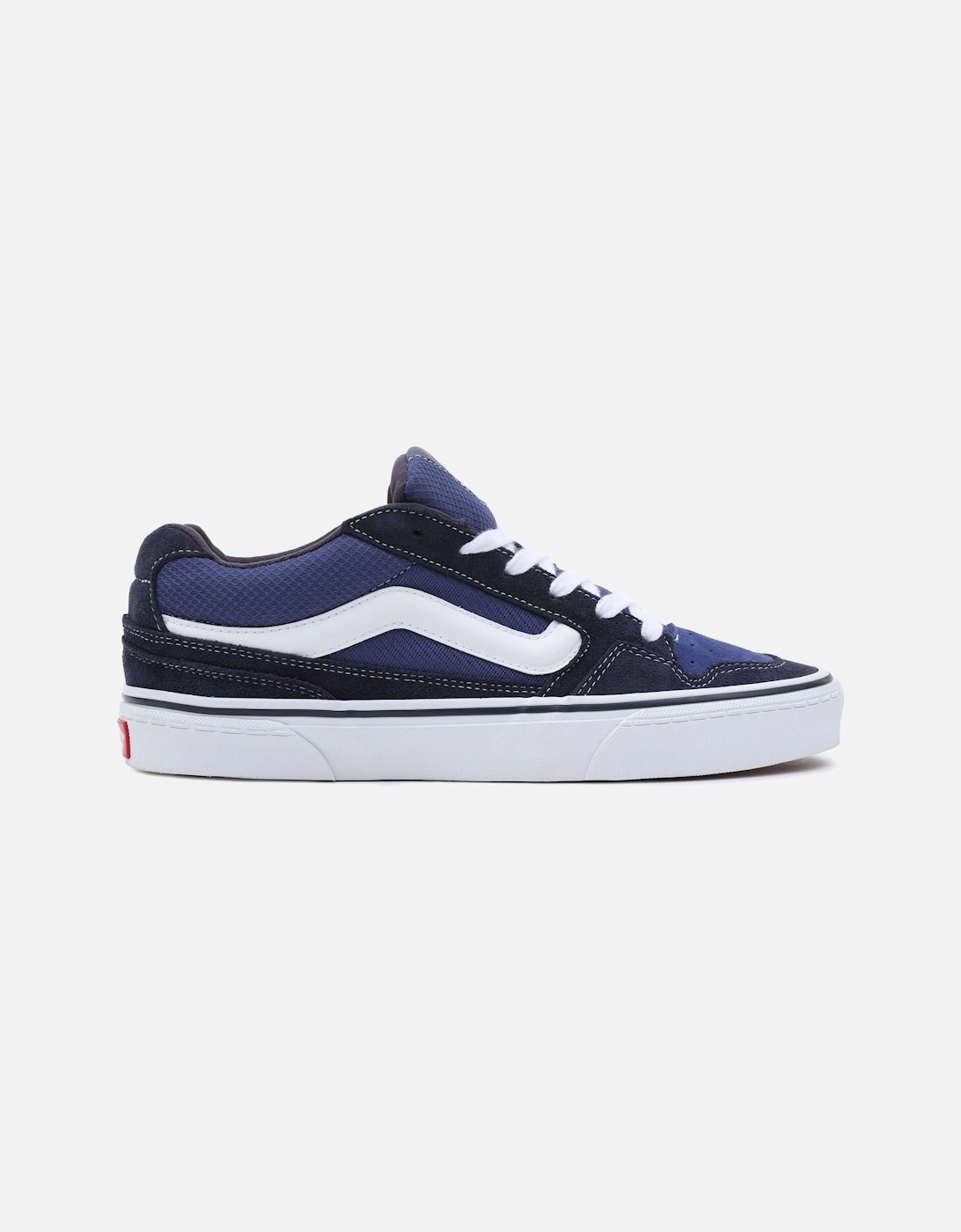 Mens Caldrone Leather Low Rise Retro Trainers - Navy, 6 of 5