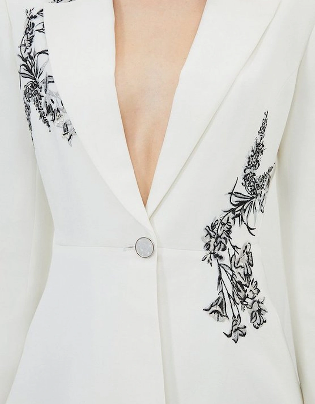 Petite Compact Viscose Tailored Peplum Embroidered Blazer