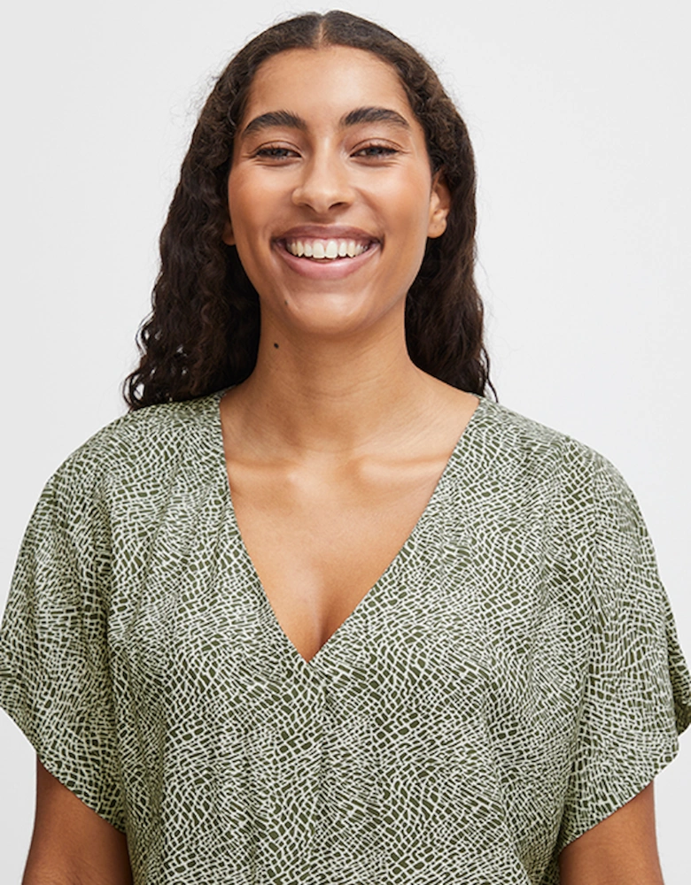 B Young Women's Byjosa Loose V Neck Blouse Aloe Mix