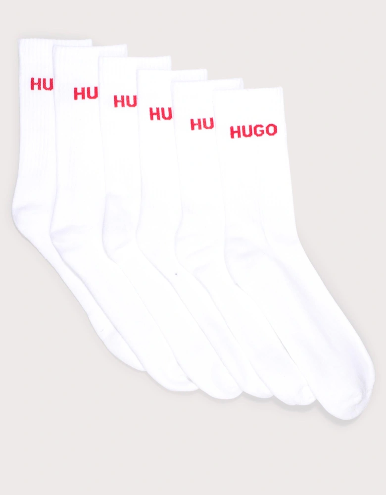 6 Pack Rib Logo Socks