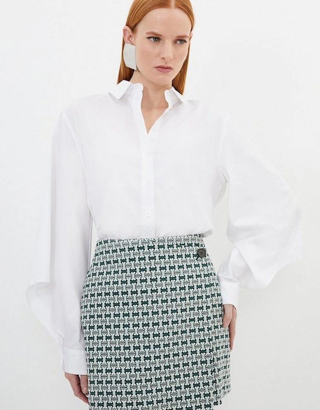 Petite Geo Jacquard Button Detail Mini Skirt, 5 of 4
