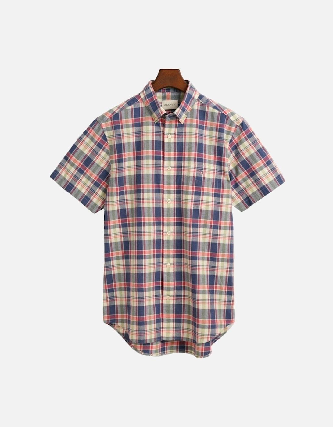 Reg Cotton Linen Check Ss Shirt Dusty Blue Sea, 4 of 3