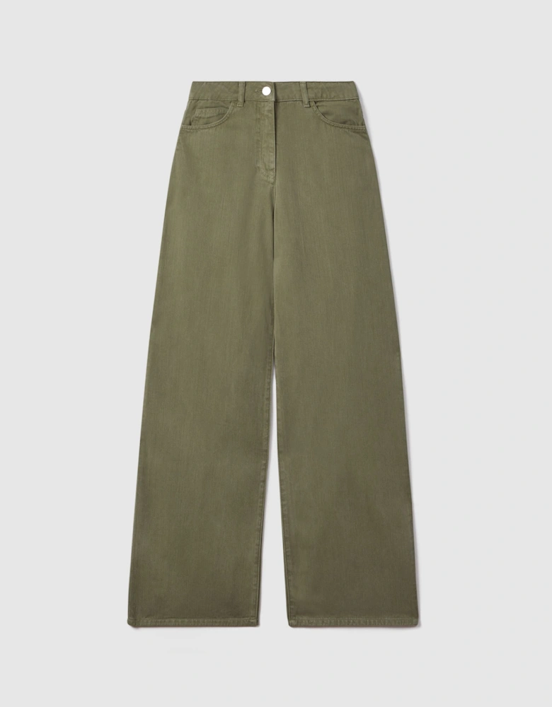 Garment Dyed Wide Leg Trousers