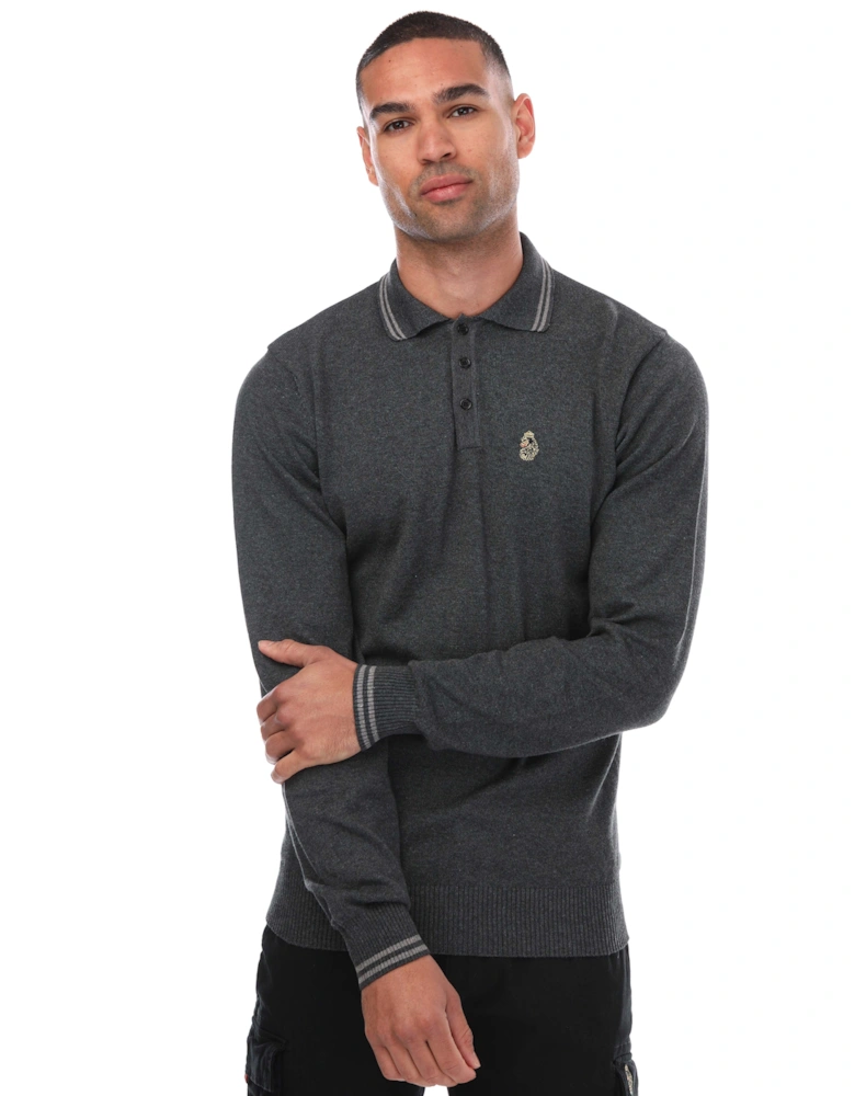 Mens Milk Tip Knitted Polo Shirt